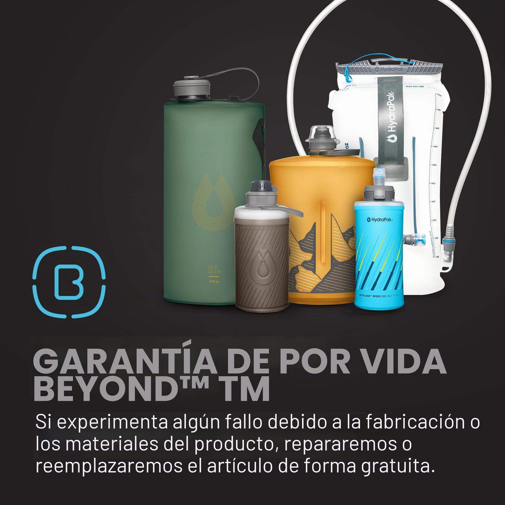 Hydrapak Seeker - Bolsa de Agua Plegable (10 L), sin BPA ni PVC, Color Gris