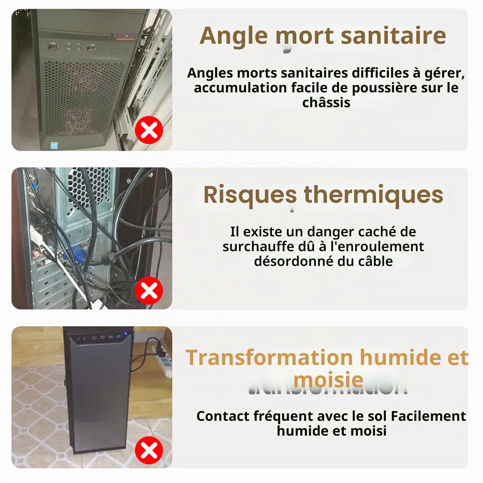 Sporgo Support PC Réglable pour Ordinateur Sous Bureau - Support Universel pour Processeur avec 4 Roulettes (2 Verrouillables) - pour Boîtier d'Ordinateur