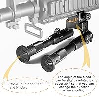 Vista 4 de Bípode plegable para rifle con riel Picatinny y adaptador de perno giratorio para correa, vara de apoyo de tiro de altura ajustable de 6.2-6.7