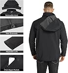 Outdoor Ventures Veste souple légère en polaire doublée d'eau à capuche résistant à l'hiver Randonnée pour homme