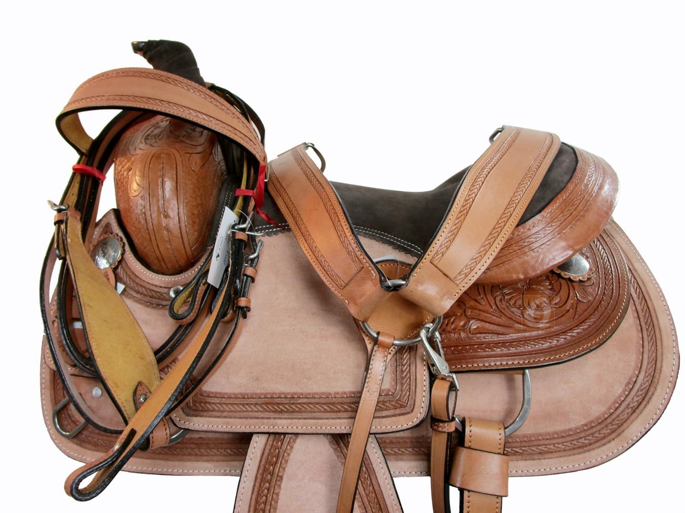 Western Saddle Trail Pleasure Horse Saddles Rodeo Cowboy Floral Tooled Leather Tack Set 15 16 17 18