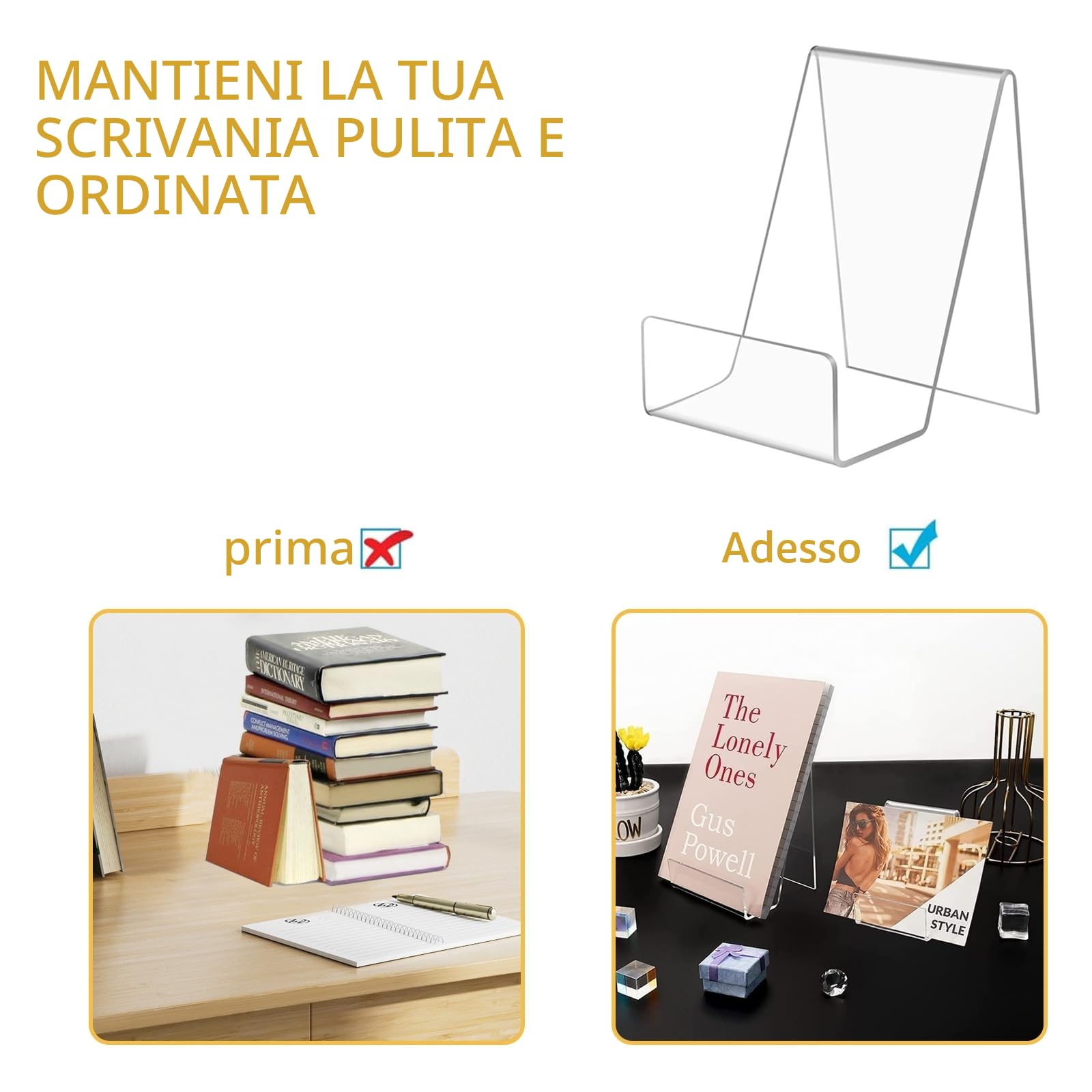 8 PCS Supporto per libro in acrilico trasparente, 7.5*10.5cm Espositore, Tavolo porta libro, Album di foto e Porta brochure