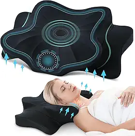 DONAMA Travesseiro cervical para pescoço e ombro, travesseiro de espuma viscoelástica de contorno, travesseiro ergonômico de suporte de pescoço para dorminhocos laterais e costas com fronha - tamanho