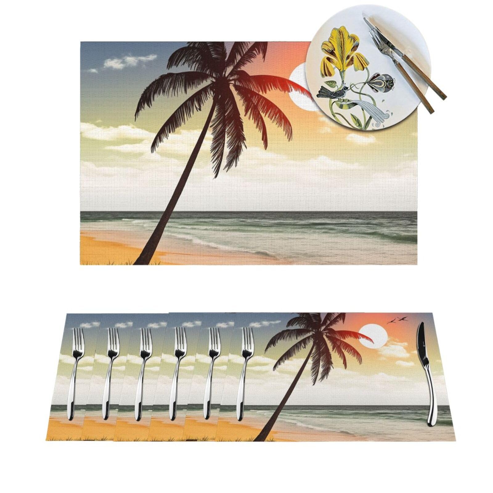 Set de table PVC lavable pour éviter les taches de cuisine, lot de 6 antidérapants 45x30