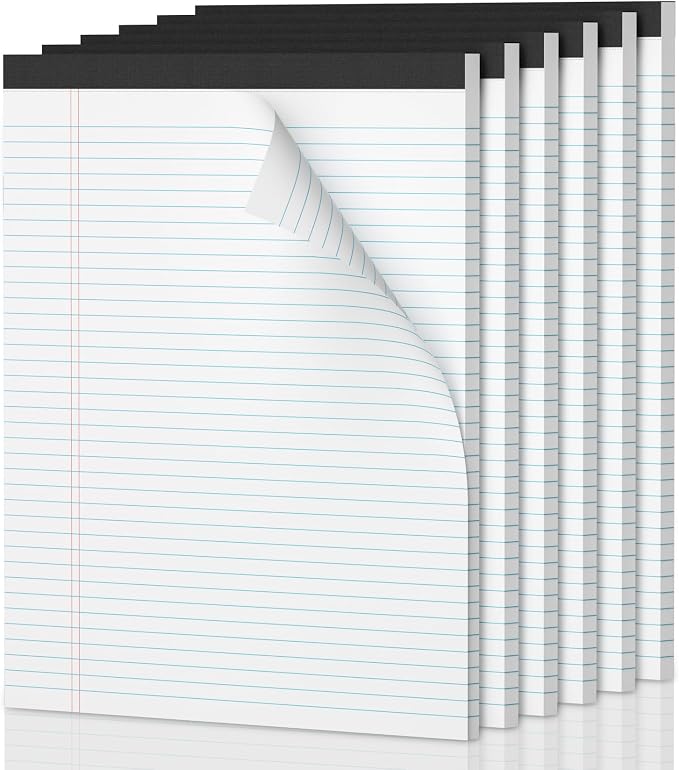Legal Pads 8.5 x 11.75 College Ruled Note Pads, 6 Pack Notepads 8.5 x ...
