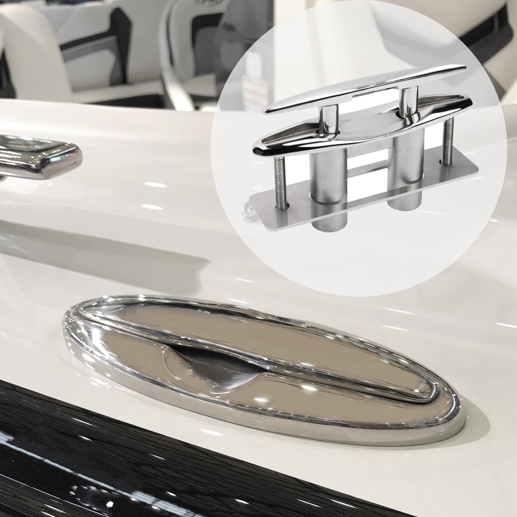 YANYUCB Taquet encastrable pour bateau - En acier inoxydable 316 rétractable - Corde d'amarrage à profil bas - Élévateur soigné avec plaque de support et écrous de verrouillage