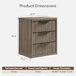 SICOTAS Stand de nuit 3 Table de chevet de rangement Grande table de chenaux à lit flué Moderne 25.6" Tall Wide Mid Century Night Stands pour chambre Salon Canapé Couch Home Office