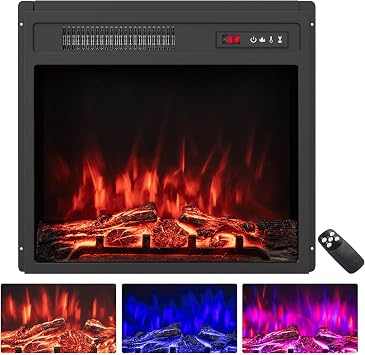 COSTWAY 20 /50cm Electric Fireplace, Recessed Freestanding Fire Heater with 3 Flame Color, 5 Brightness, Thermostat, Timer, Remote Control & Overheat Protection, 750W/1500W