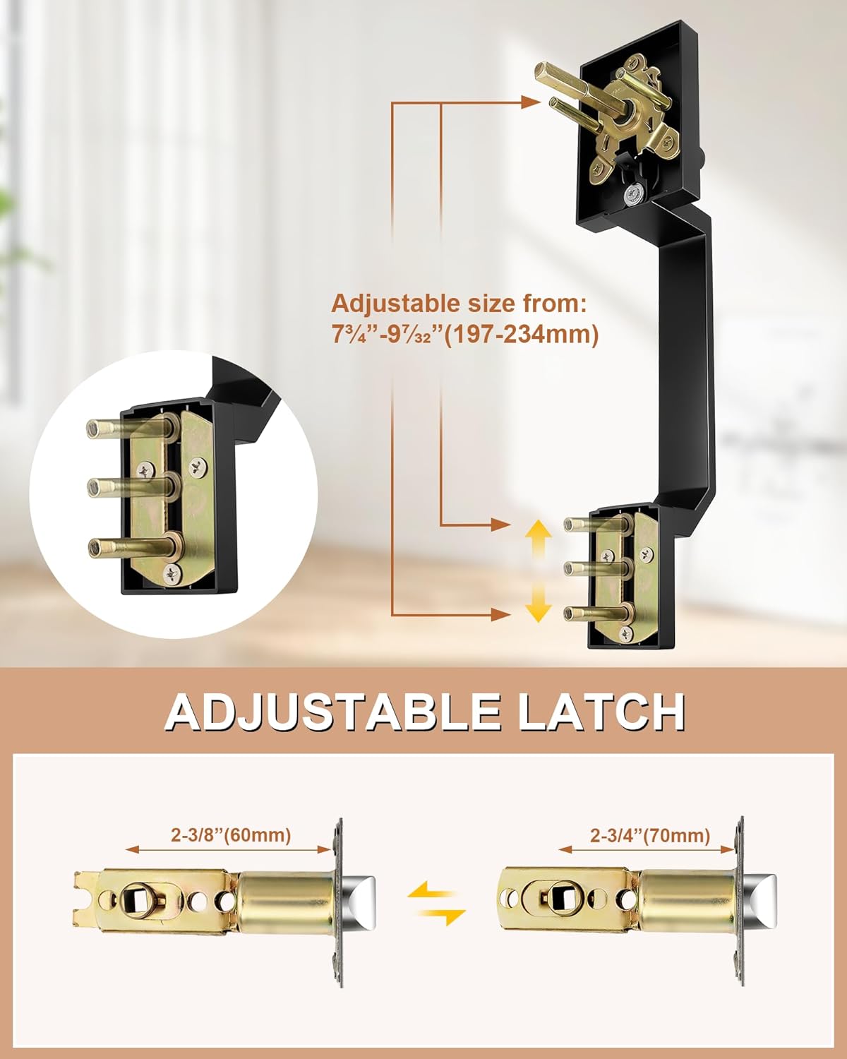 Probrico Matte Oil-Rubbed Bronze Front Door Handle,Exterior Handleset with Reversible Handle Lever,Square Entry Front Door Handle No Lock,Lower Half Handleset for Left and Right Door