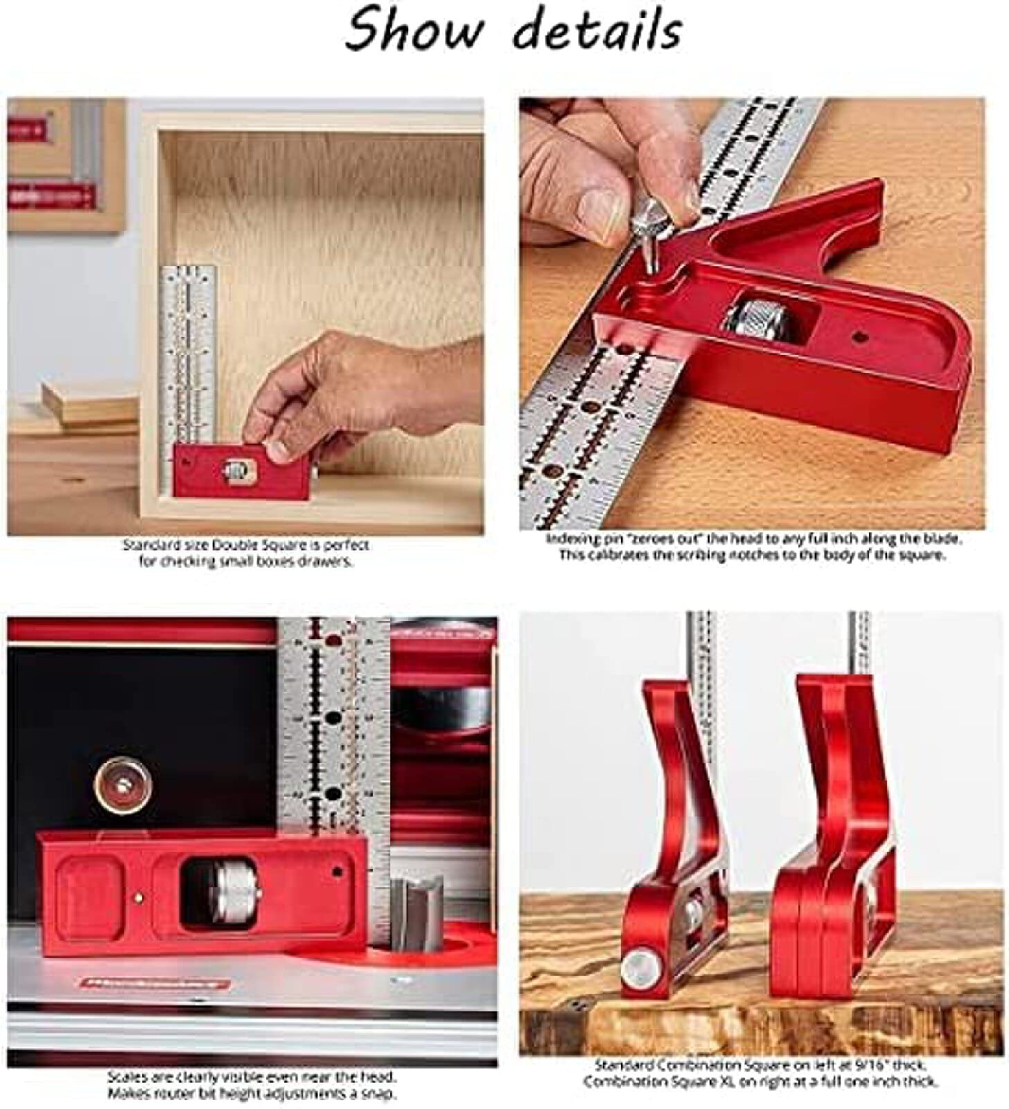 Combinazione E Doppia Squadra, Regola del Bordo del Falegname, Calibri in Plastica per La Lavorazione del Legno-Set di Strumenti Quadrati Combinati per Travetti,12 Pollici + 12 Pollici,GQYYS