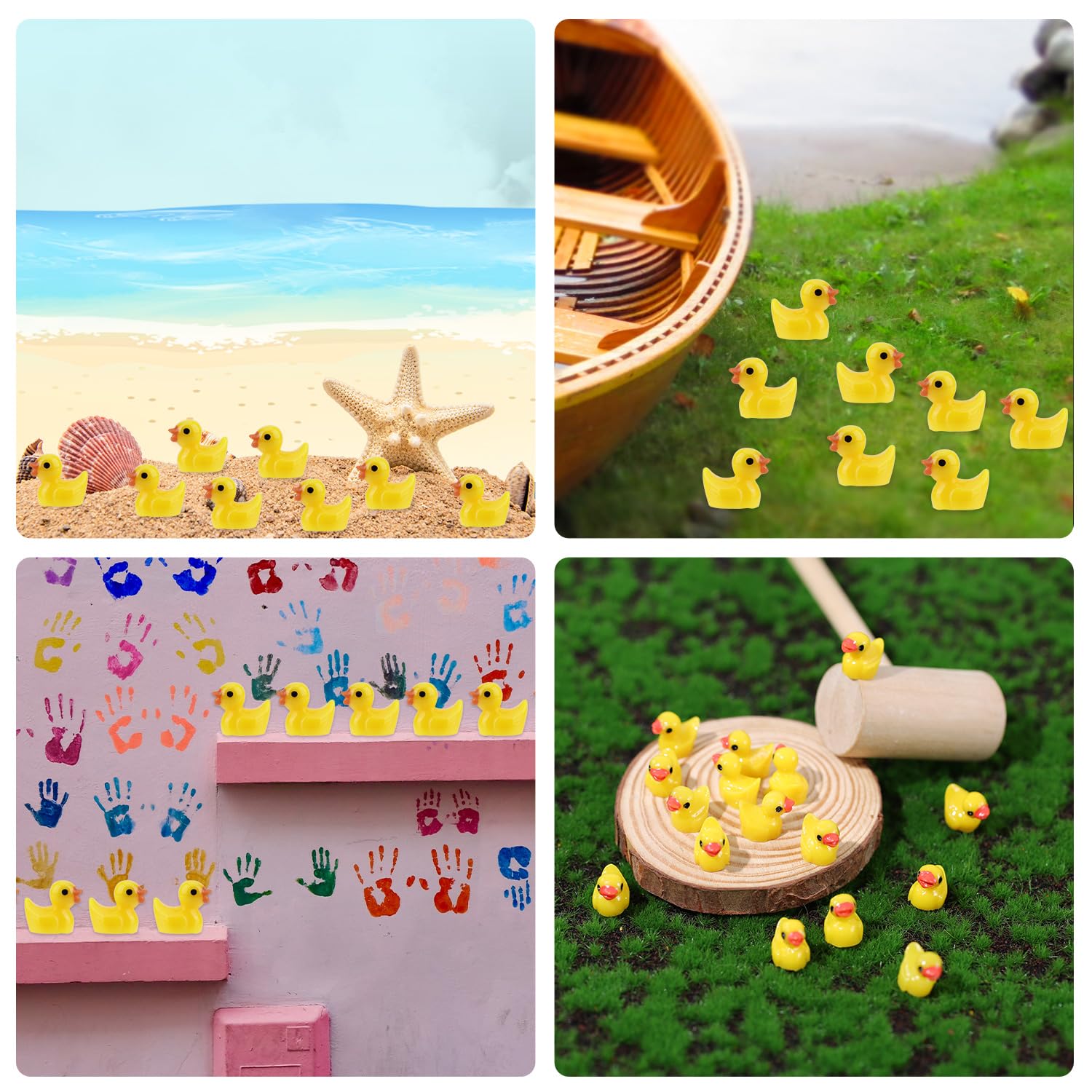 50 Szt. Mini Kaczka z Zywicy, Miniaturowe Kaczki Male Kaczki do Ukrycia Male Mini Figurki z Zwierzeta z Zywicy do Majsterkowania Impreza Ozdoby Mikrokrajobrazu