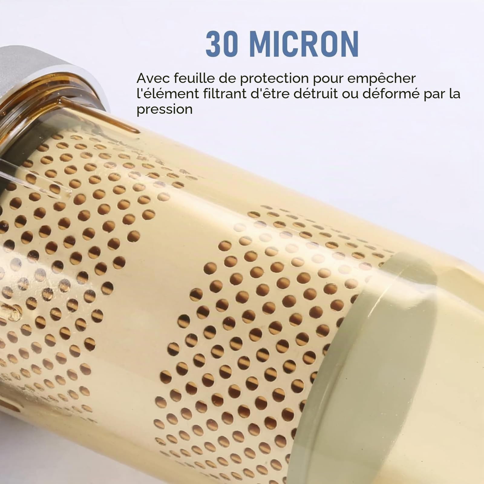 Filtre à carburant transparent 1,3 pouce, Filtre de Remplacement en Acier en Alliage de 30 Micron avec une Soupape de Vidange, 25 Gpm de Débit pour L'essence, diesel