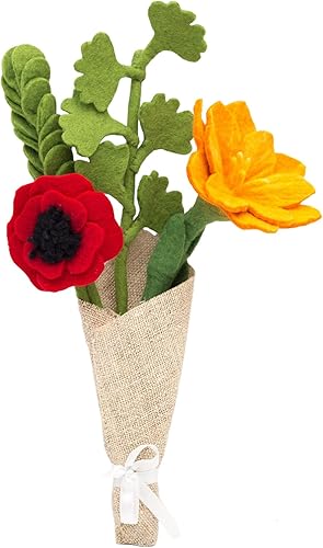 Miniatura 7 de Glaciart One Ramo de flores artificiales de fieltro, 4 piezas, reutilizables, lavables y listas para aceites esenciales, flores artificiales