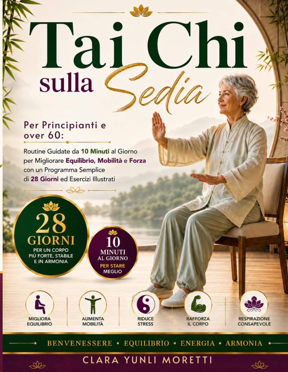 Tai Chi sulla Sedia: Per Principianti e Over 60 Routine Guidate da 10 Minuti al Giorno per Migliorare Equilibrio, Mobilità e Forza con un Programma Semplice di 28 Giorni ed Esercizi Illustrati