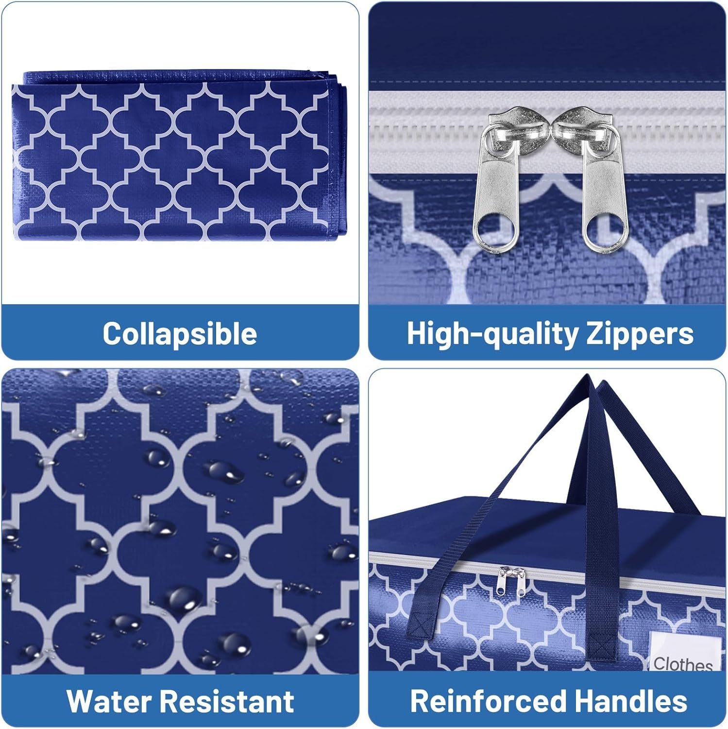 Moving Bags, Extra Large Moving Supplies, Heavy Duty Storage Bags, Packing Bags with Reinforced Zippers & Handles, Collapsible Packing Boxes, Storage Totes for Moving, Packing, 88L, 8 Packs