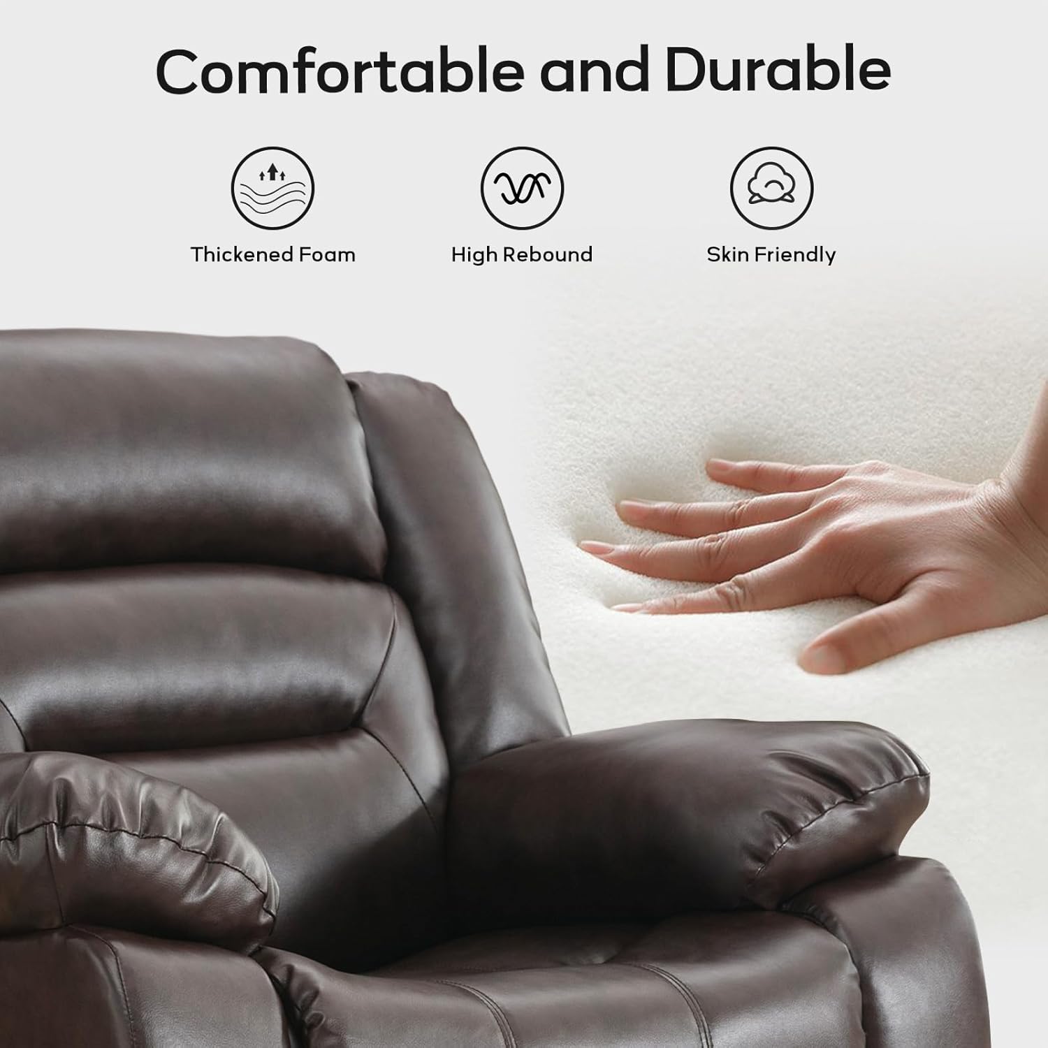 EBELLO Faux Leather Power Loveseat Recliner, Electric Reclining Sofa Chair, Overstuffed Comfortable Armrest Couch Set for Living Room, Bedroom Furniture, Meeting Room, Brown(Loveseat)