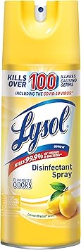Lysol Disinfectant Spray, Household Cleaning Supplies, Disinfecting Multi-Purpose Room Spray, Antibacterial Sanitizer, Deodorizer, Kills Hantavirus, Lemon Breeze, 12.5 Fl Oz