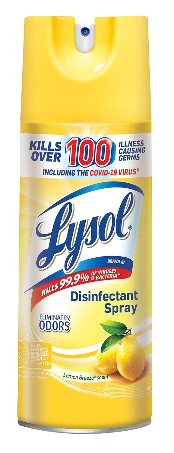 Lysol Disinfectant Spray Sanitizing and Antibacterial Spray For Disinfecting and Deodorizing Lemon Breeze 12 5oz