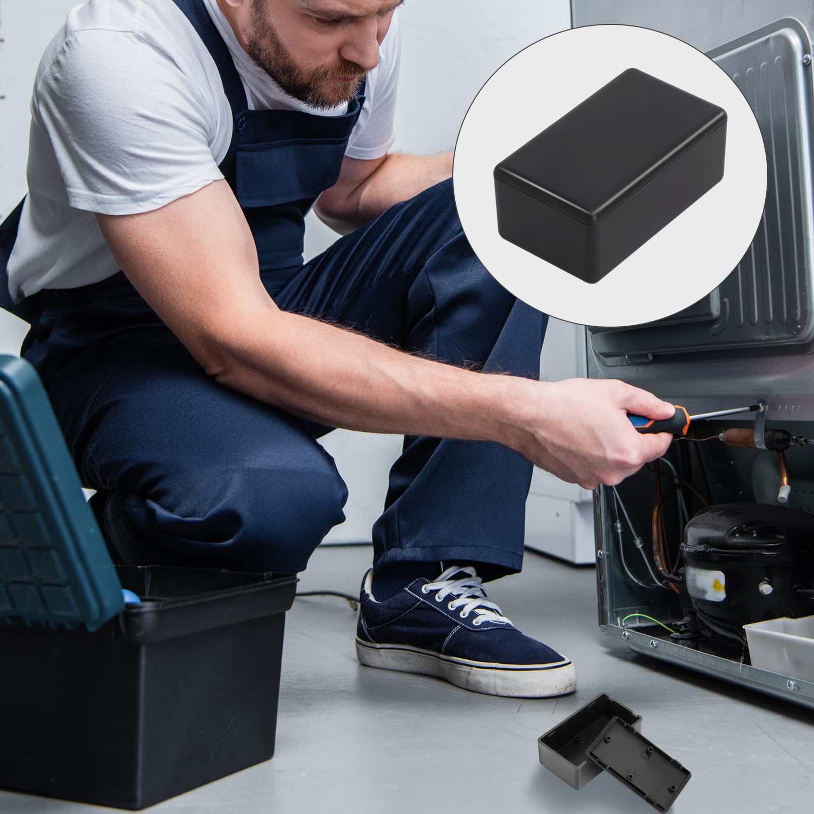16-częściowy zestaw puszek rozdzielczych czarny mini obudowy elektroniczne 60x35x25mm puszka kablowa wodoodporna płaska plastikowa z etykietami DIY puszka połączeniowa do projektów elektrycznych do