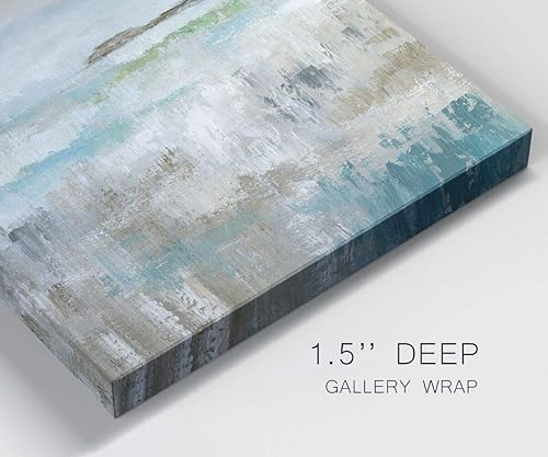 Miniatura 6 de Renditions Gallery Impresiones artísticas rústicas en lienzo para el hogar, roca de playa nublada con olas de mar, pinturas abstractas de pared para