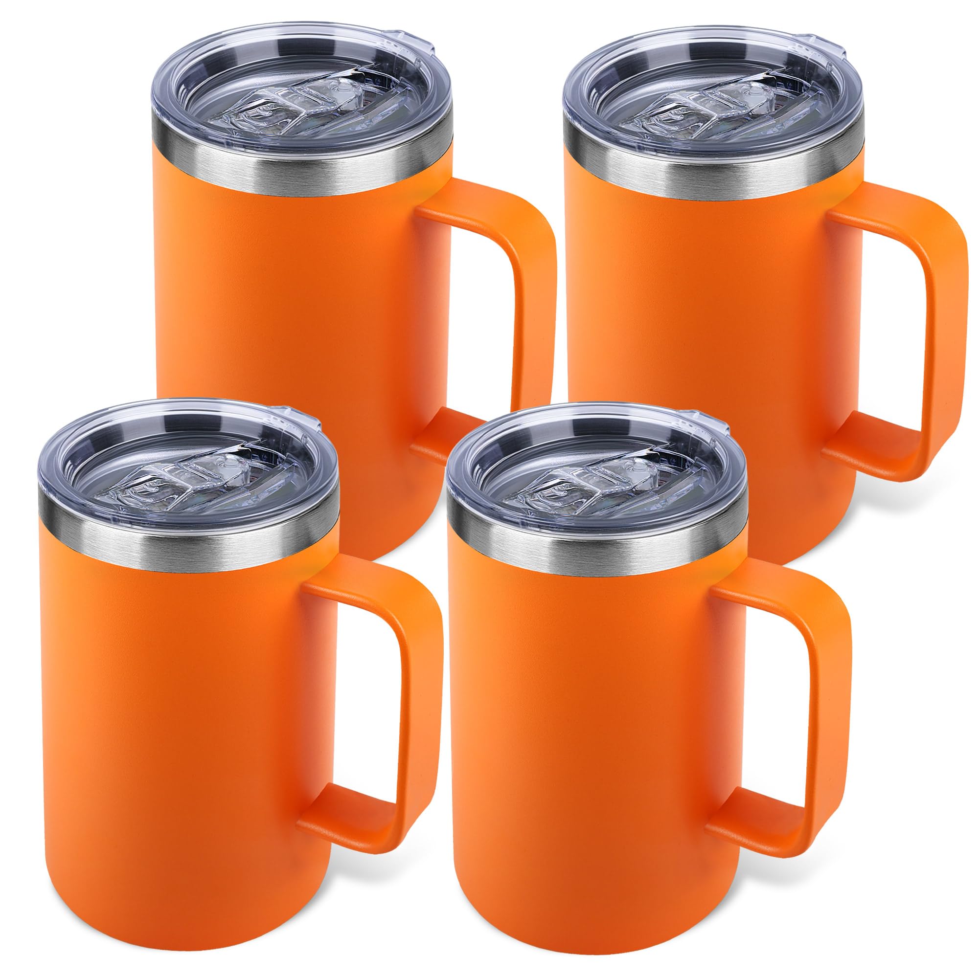 22oz Insulated Coffee Mug with Handle & Leak-Proof Lid - Double Wall Stainless Steel Trav…