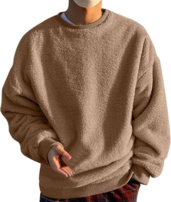 RTRDE Mens Fleece Sweatshirts, Long Sleeve Casual Workout Loose Fit Warm Crewneck Sweatshirt Pullover Tops, S-5XL