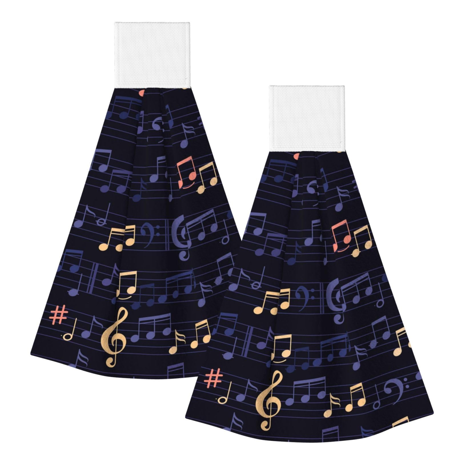DOPKLNA Music-Seamless-Pattern, 2 Pcs Hanging Coral Fiber Hand Towels for Bathroom, Absorbent Kitchen Towels