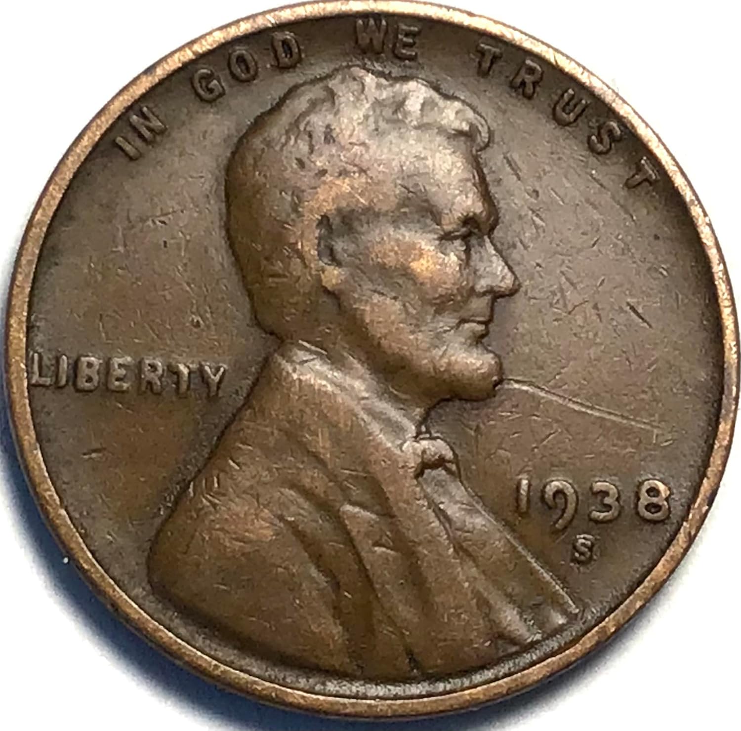 1938 S Lincoln Wheat Cent Penny Seller Very Good Thumbnail