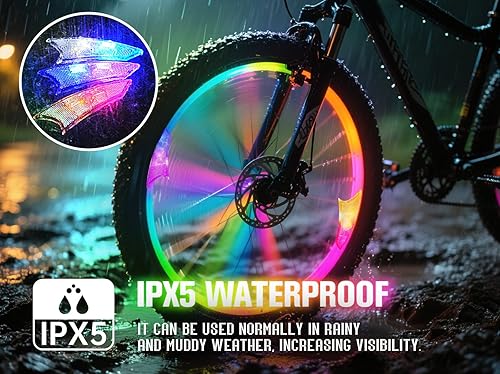 Miniatura 4 de Luces de rueda de bicicleta, luces de rueda de bicicleta para conducción nocturna, luz de radios de bicicleta con visibilidad de 360, detección de