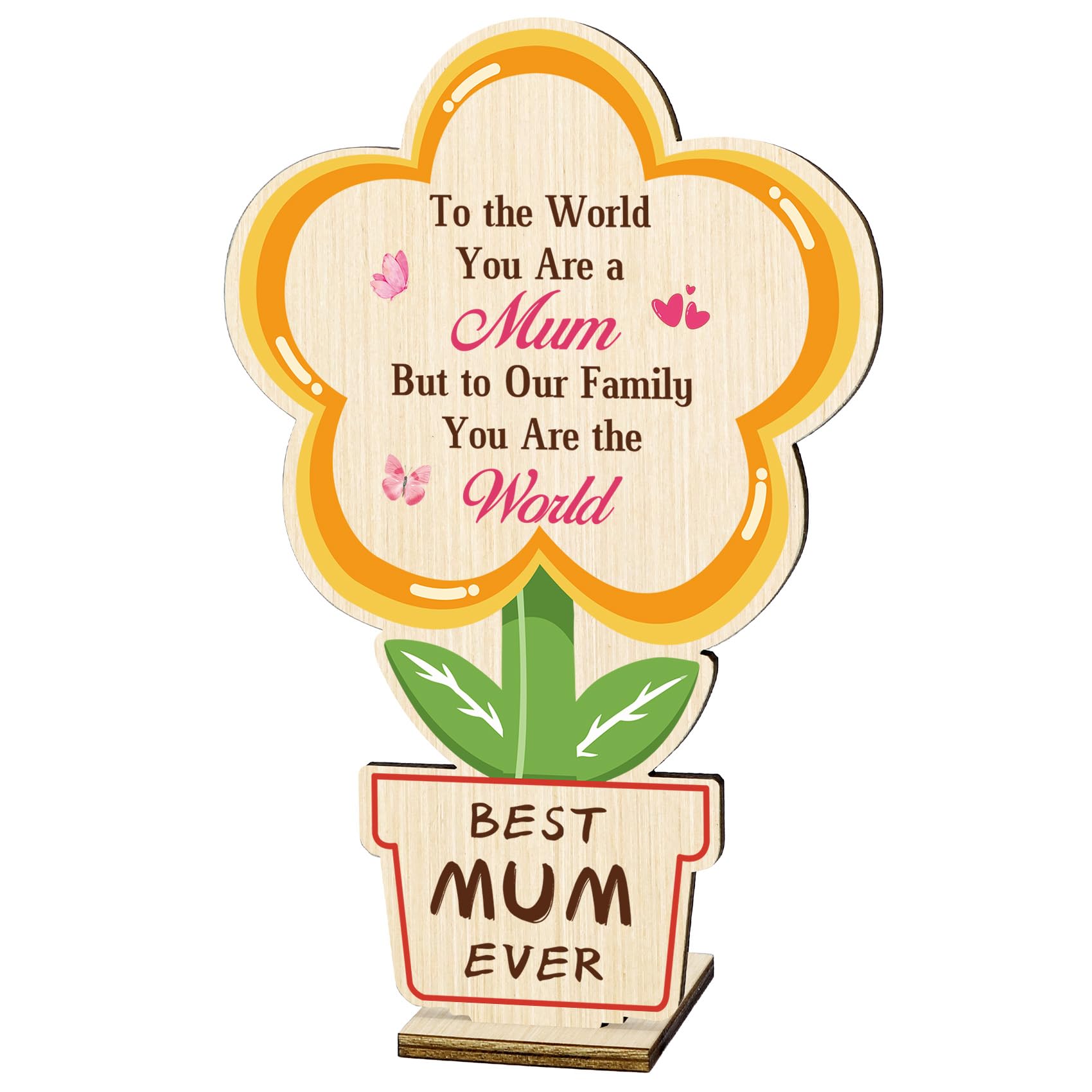Mum Gifts for Valentine's Day Mum Gifts for Mothers Day Birthday Mummy Gift Mummy Presents for Mothers Day Best Mother Gifts Flower Shaped Wooden Ornament Stocking Fillers for Christmas