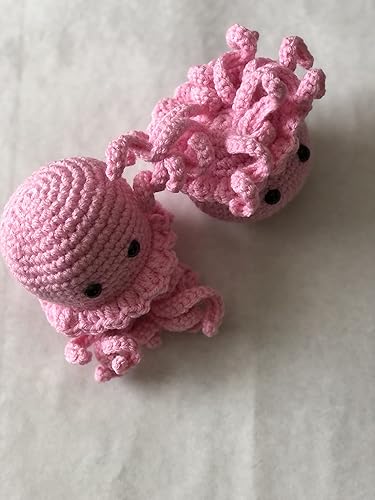 Miniatura 2 de Znet3D Juguete de peluche de ganchillo de medusas - Hecho a mano en los Estados Unidos - Suave y adorable. A (rosa)