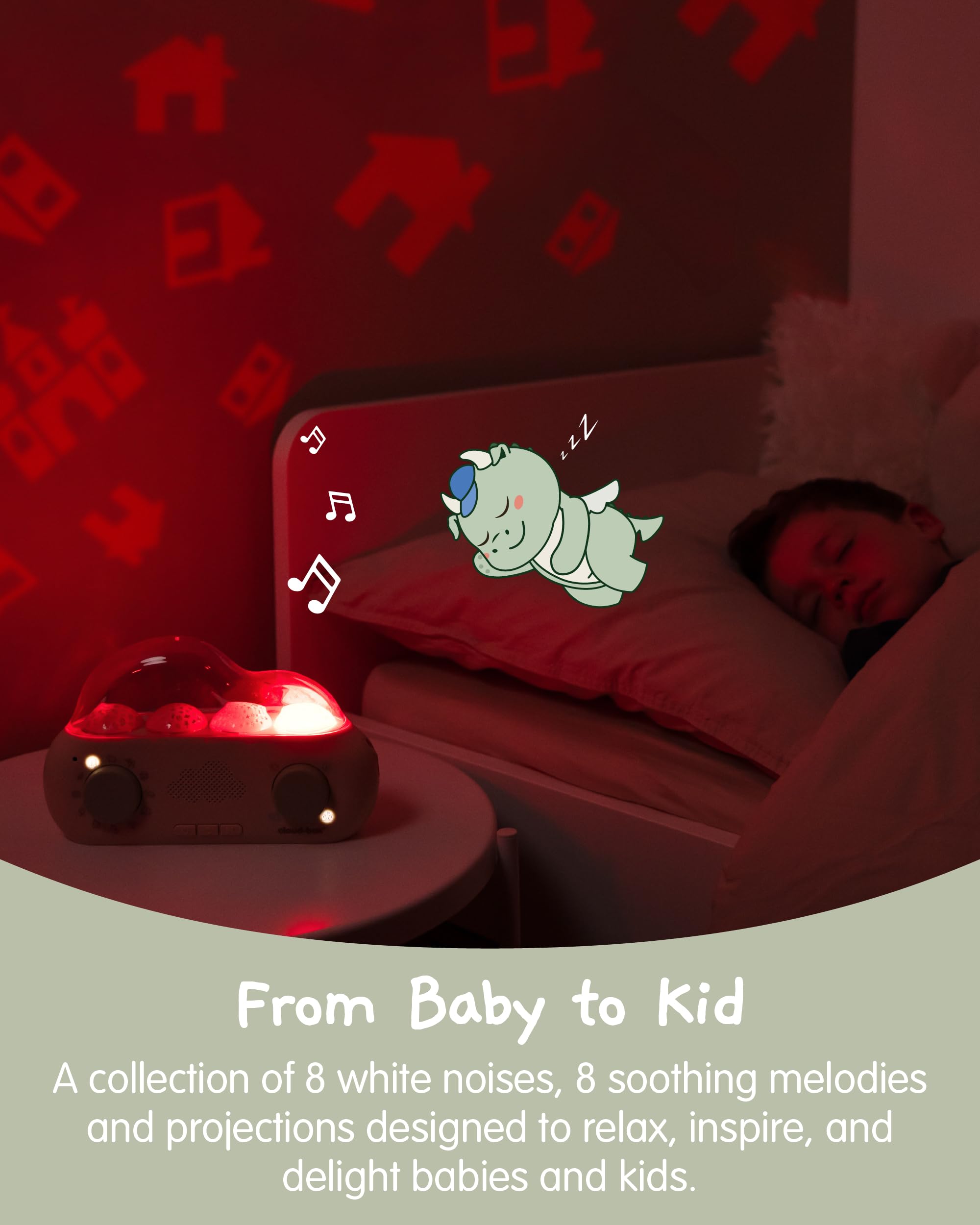 Cloud B CloudBox - Mi Primera Caja de sueños | Proyector Luz Nocturna y Cuentacuentos | 36 Cuentos Originales, 8 Melodías y 8 Ruidos Blancos | Recargable con Configuración Ajustable | Español/Inglés