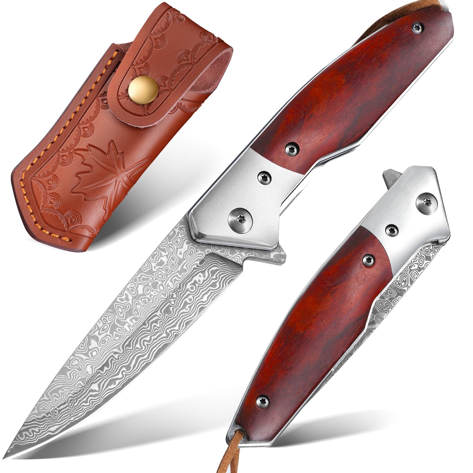Japaknives Damast Taschenmesser – VG10 Stahl, 66-lagig, 8,5 Cm Klinge, G10 Griff, Für Outdoor & Sammler