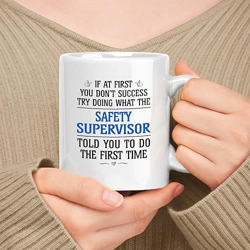 Taza de supervisor de seguridad, regalo para colegas de trabajo apreciación de empleados If At First You Don't Success Try Doing What The Safety
