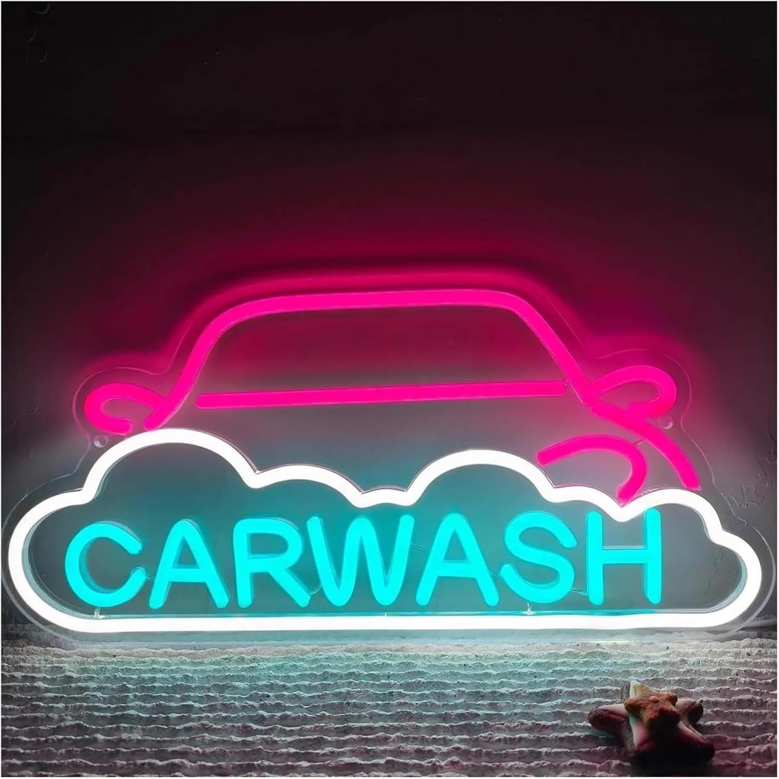 Zynther Neon lamp Car Wash for Powered LED Light for Auto Shop for man Cave Arcade and Business Repair Workshop