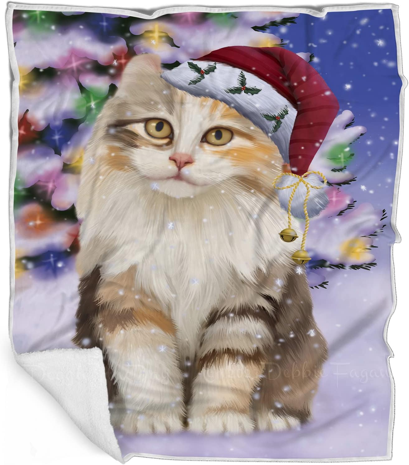 Doggie of the Day American Curl Cat Blanket - Christmas Winterland Wonderland - Super Soft & Warm Pet Theme for Sofa or Bed, Warm Fleece, Sherpa or Woven Material, BLNKT88381 (60x80 Fleece)