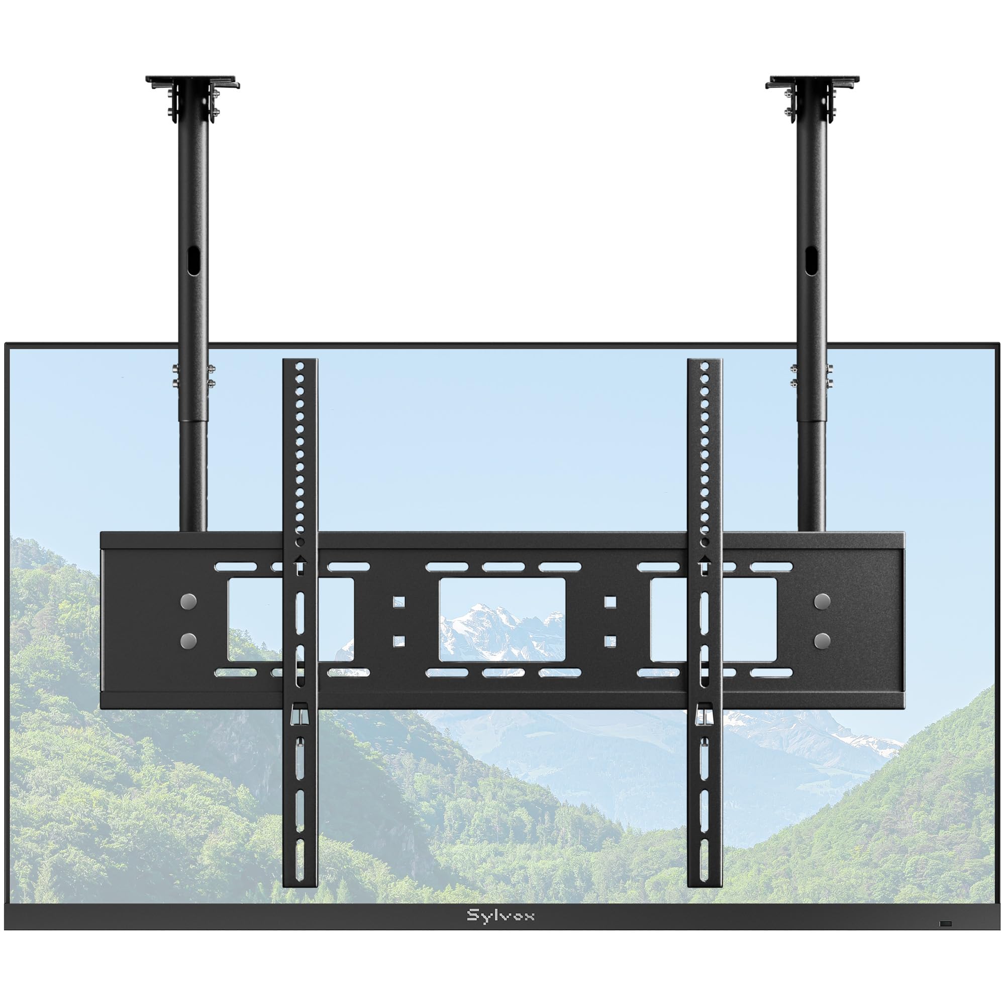 SYLVOX Soporte de techo con doble barra para televisor LED CD OLED de 55 a 75 pulgadas, máx. VESA 900 x 600 mm, soporta hasta 45 kg, ajuste de altura completa, soporte de techo para TV