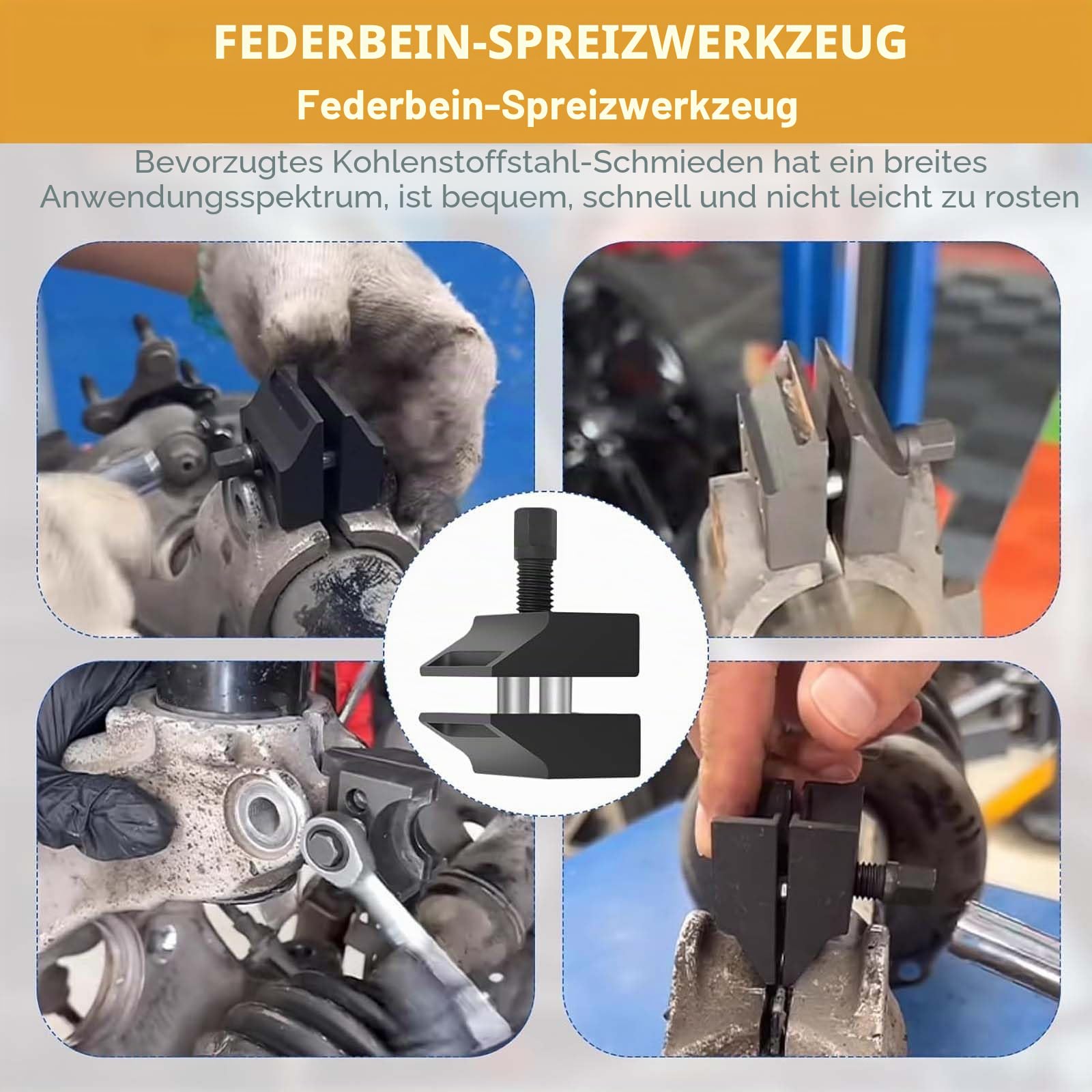 Federbein Spreizer, 6 Stück Paket Federspanner kfz, Federbein Spreizer Radlagergehäuse Stoßdämpfer Werkzeug Mit Handschuhen und Schraubenschlüssel für die Meisten Fahrzeuge
