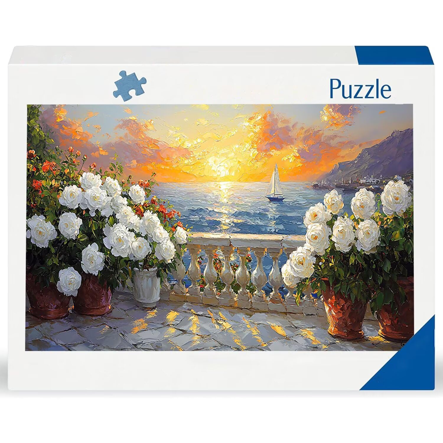 Puzzle de Madera para Adultos 1312 Piezas - Rosas con Vistas al mar, Obra de Arte de Juego de Rompecabezas para Adultos, Puzzle de Impresión de Alta Definición, Pasatiempo Creativo Regalo b-305