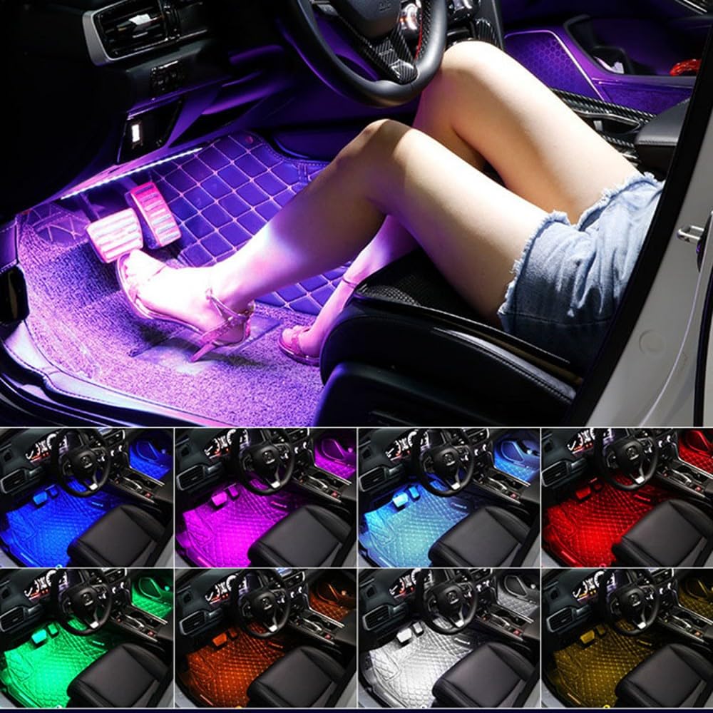 72LEDs 64Color Smart Interior Lights with App Control,led RGB Inside Car Decor Lights with DIY Mode and Music Mode (4pin 72LEDS)