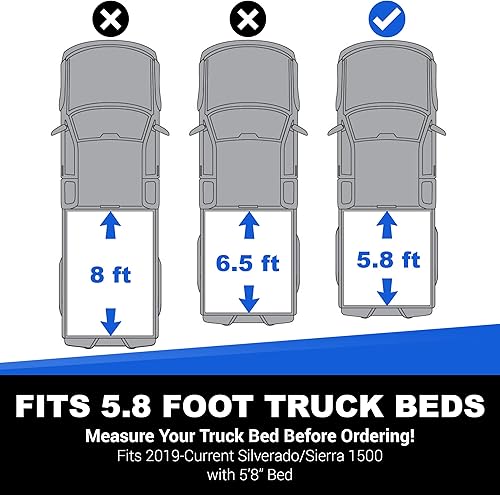 Vista 5 de TACTIK Cubierta Tonneau de panel duro de tres pliegues de 6.6 pies – Se adapta a Chevy Silverado/GMC Sierra 1500 2019-2024 con camas de 6.6 pies