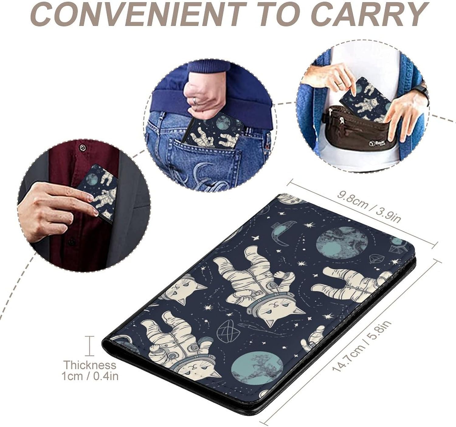 Passport Holder Travel Accessories Fun Cat Astronaut Waterproof Passport Travel Wallet with Card Slots for Women Men image 4