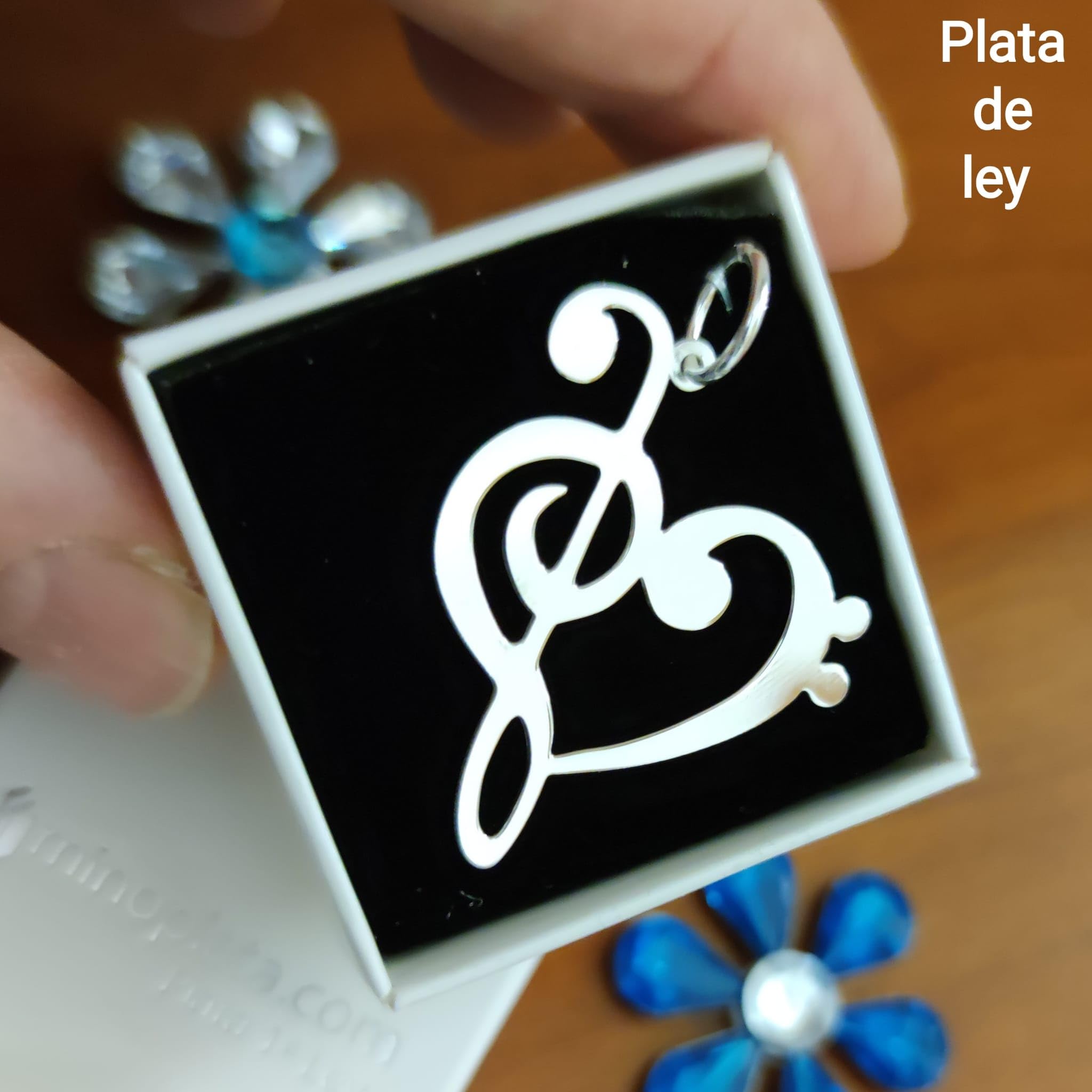 Ciondolo a cuore con chiavi da sole e in argento sterling 925, Argento, Nessuna pietra preziosa