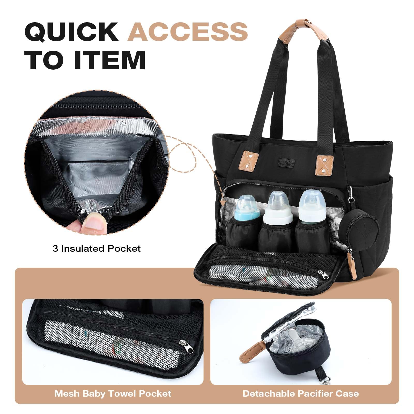 Lekesky Wickeltasche mit Schnullertasche und Wickelunterlage, Große Reisewindeltasche für Mama und Papa, Multifunktions-Babytasche für Jungen und Mädchen
