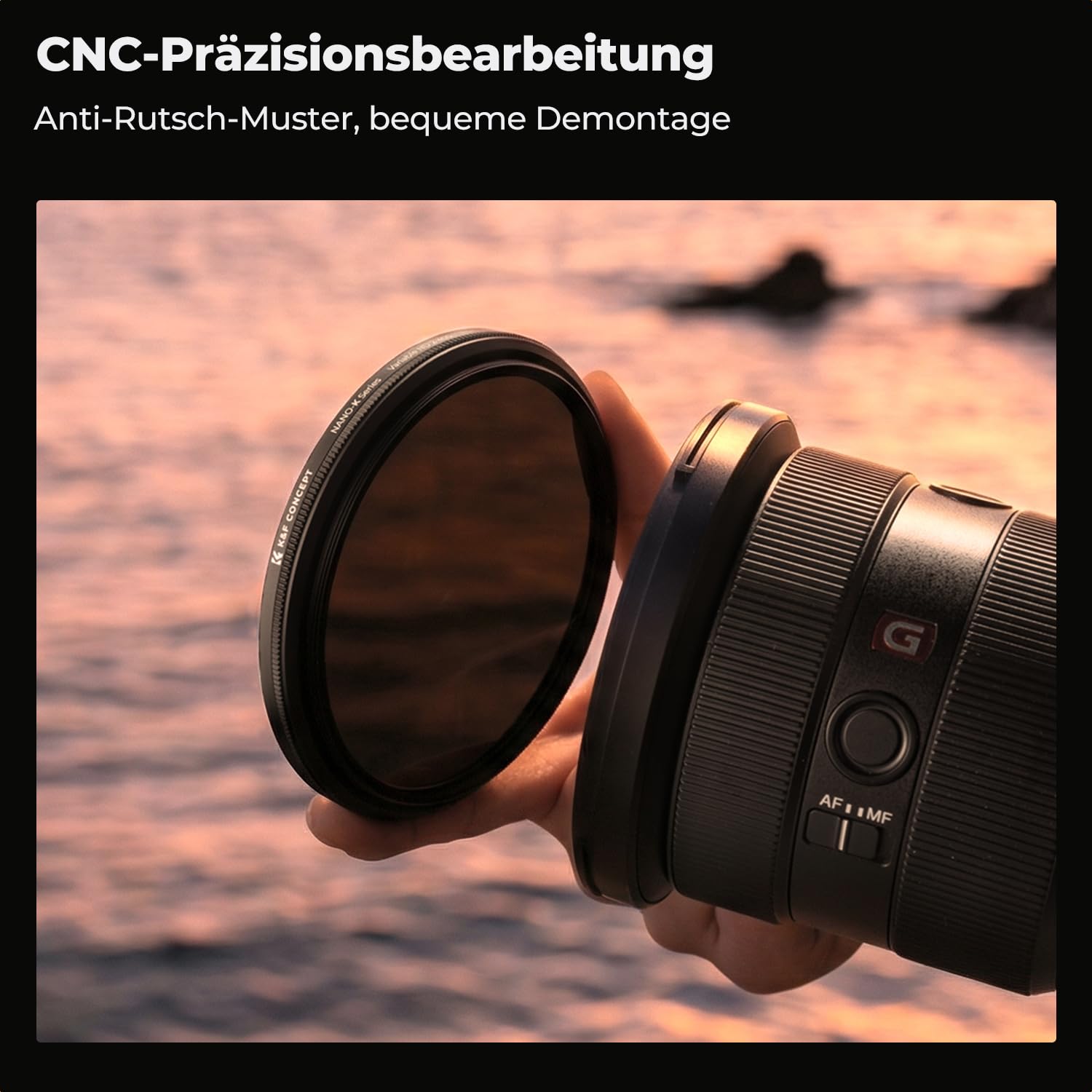 K&F CONCEPT 43mm ND Filter Variabler Graufilter ND2-ND400 (1-9 Blendenstufen) mit DREI Reinigungstücher für Landschaftsfotografie（Nano-Klear Serie）