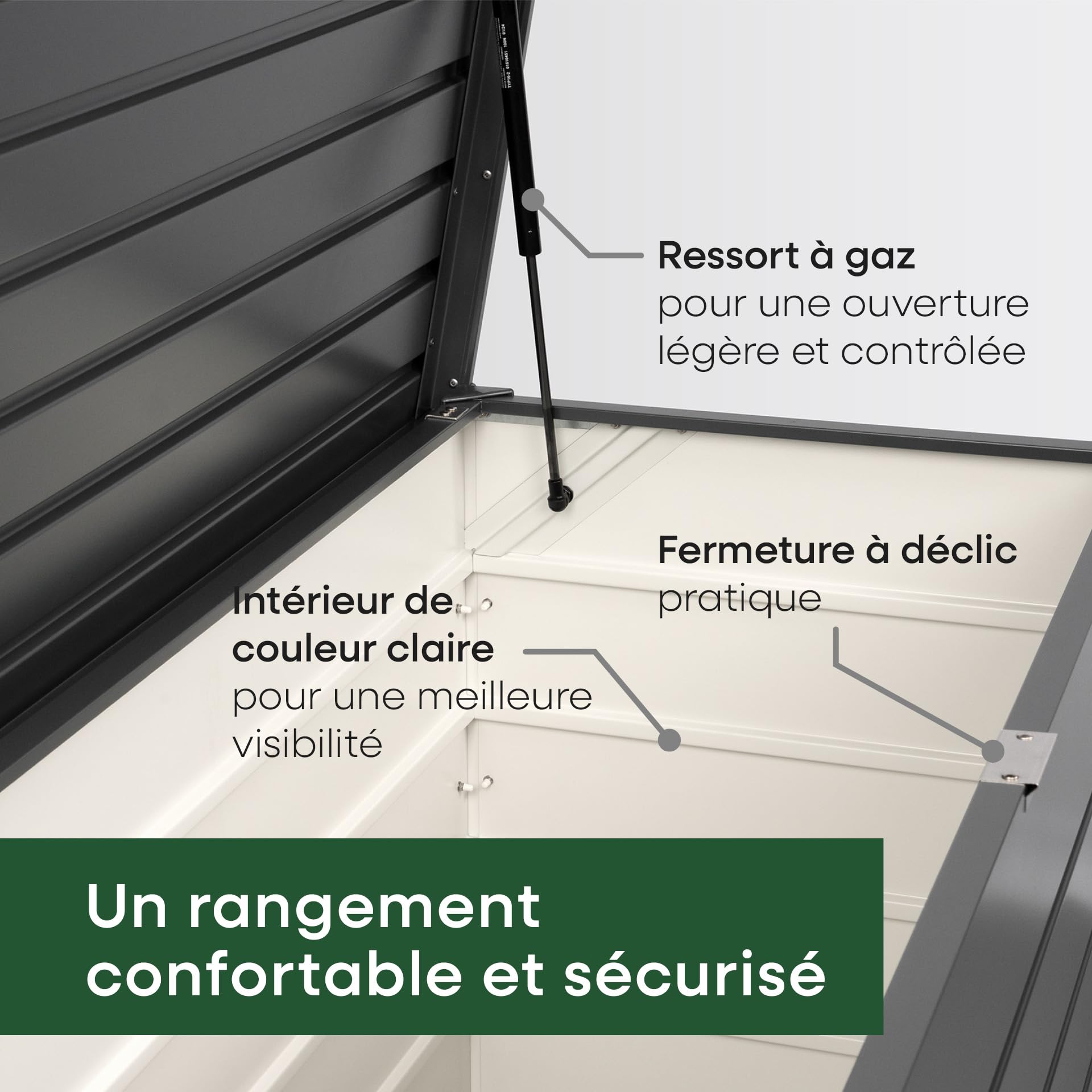 Sunny Garden Premium coffre de jardin, 125x52,5x69 cm, 462 Litres, M