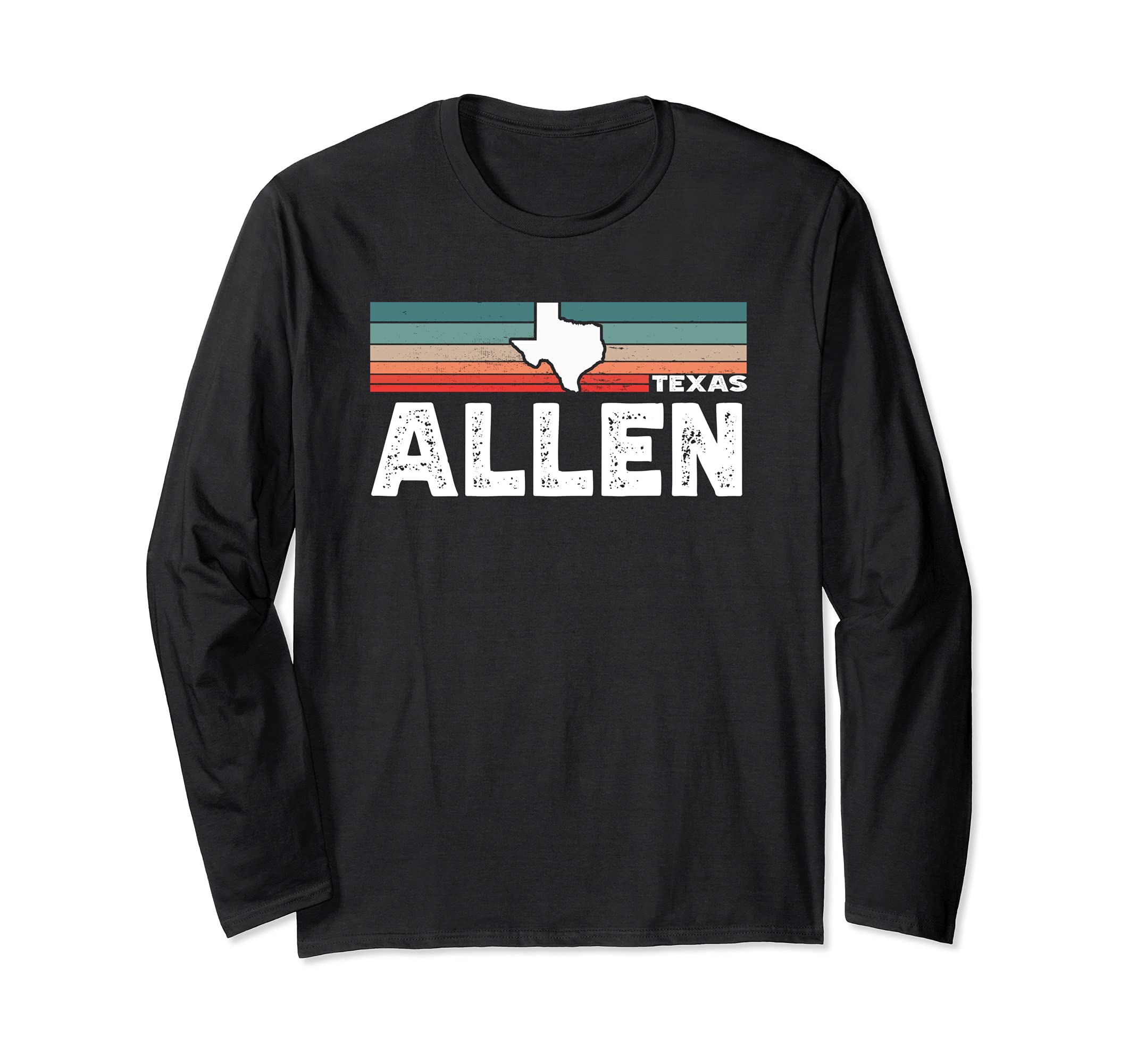 Vintage Retro Allen TX Tourist Native Texas State Long Sleeve T-Shirt, Black