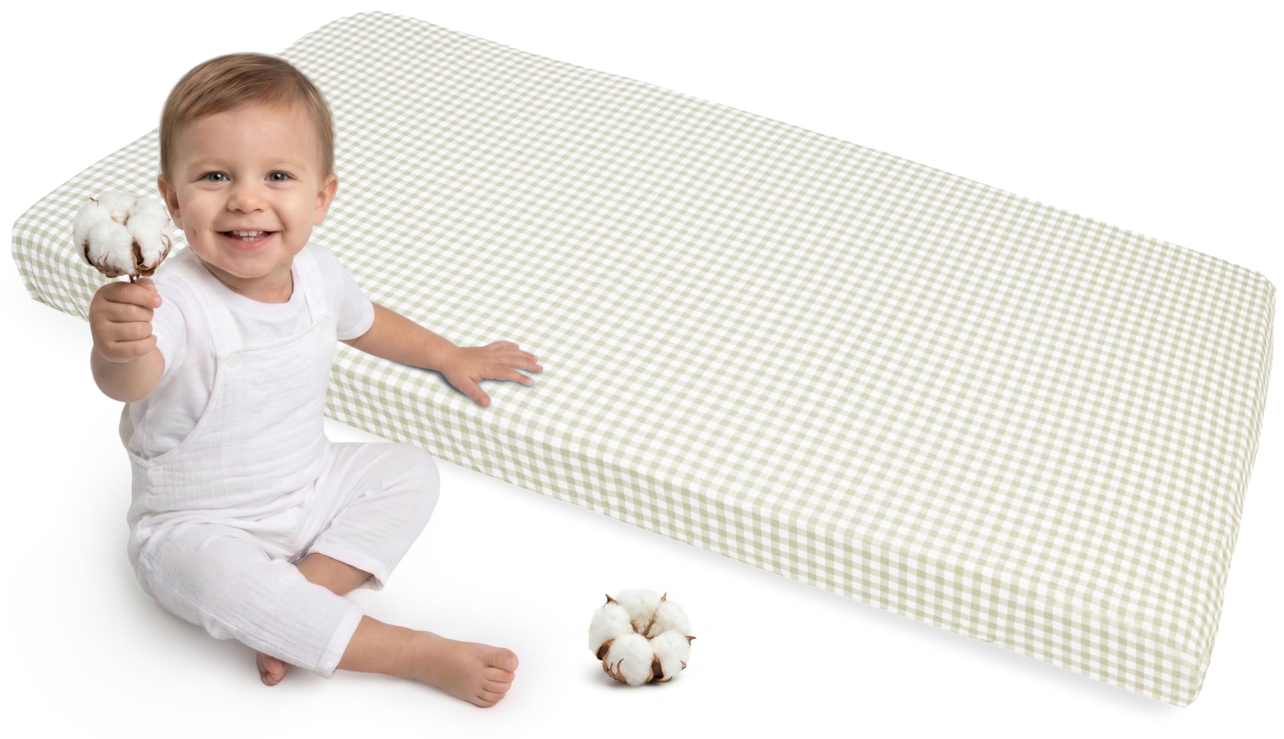 Medi Partners Fitted Sheet 60x120 cm 100% Cotton Baby Bed Linen Mattress Cot (Grid)
