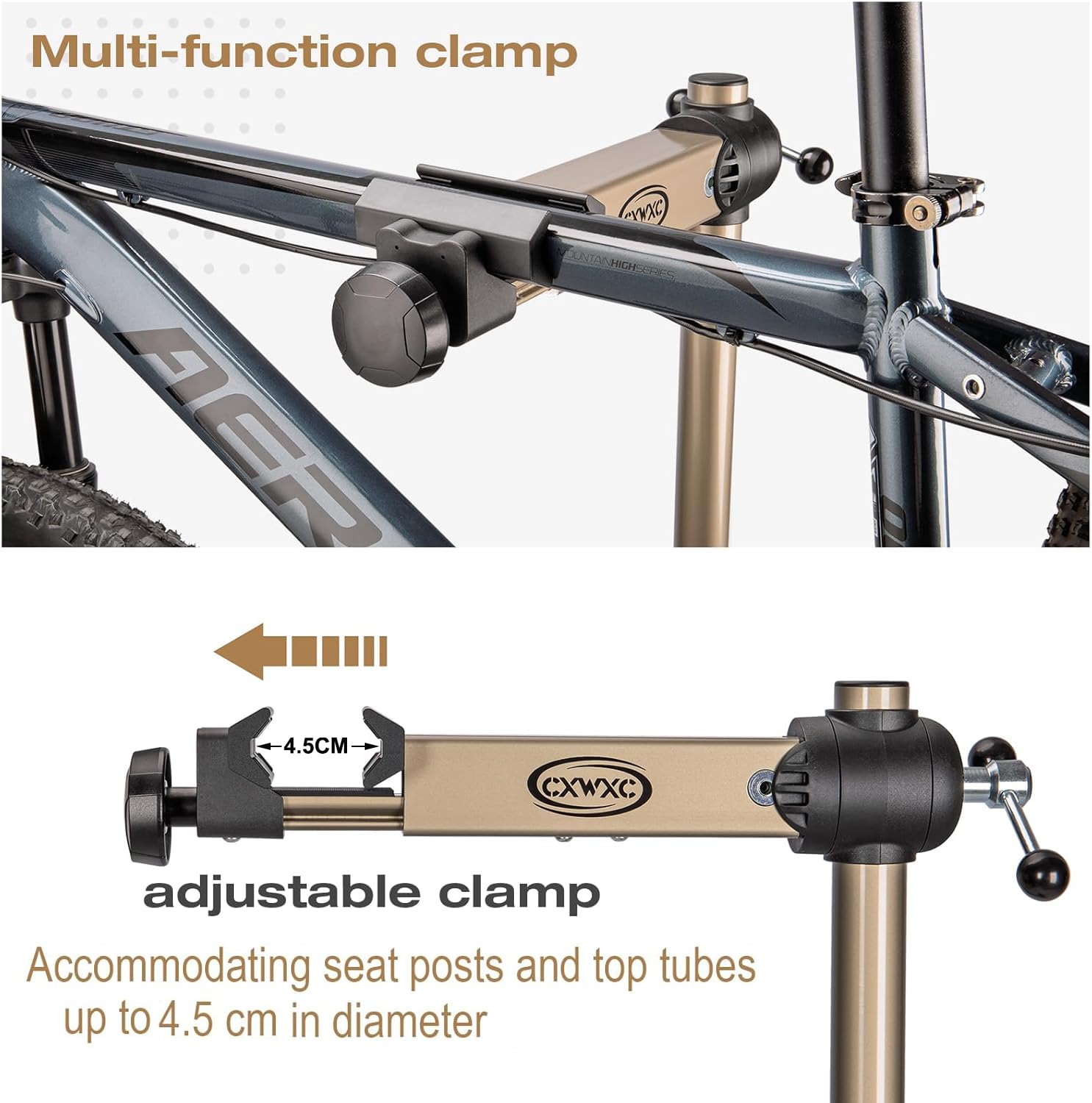 CXWXC Support de Montage de vélo, Support de réparation pour vélos, Support de Montage Robuste, Support de vélo avec tête de Serrage soudée, Rotation à 360°, dispositifs de libération Rapide