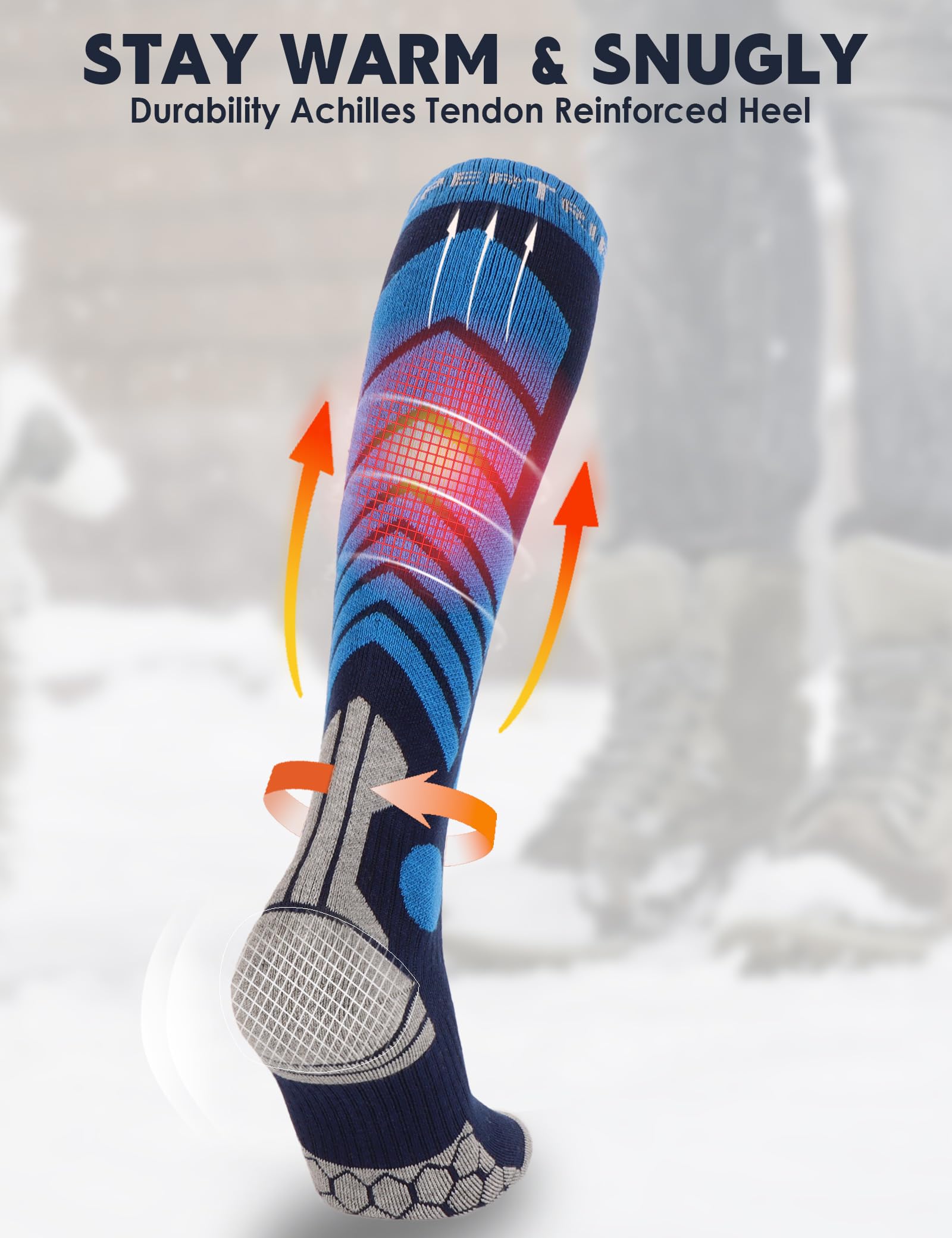 Supertrip 3 pares de calcetines de esquí de lana merino para mujeres y hombres, calcetines térmicos de invierno cálidos hasta la rodilla para esquí, snowboard
